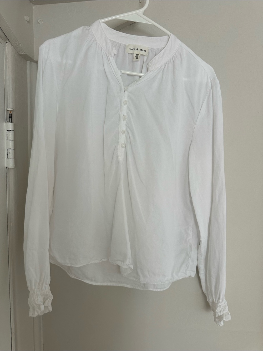 cloth & stone White Button Henley Blouse